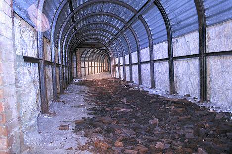 tunnel with wood on floor
