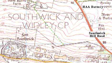 Southwick HAA battery 1:25000 map
