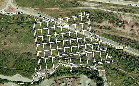 Overlay of plan on aerial photo